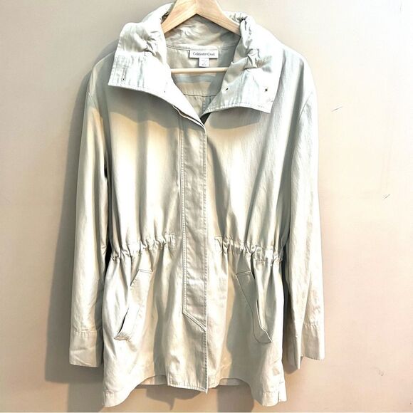 Coldwater Creek cinched waist tan jacket size 10-12 - Picture 1 of 7